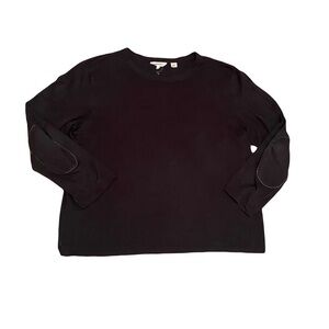 Inhabit black cropped sleeve sweater with elbow patches xl